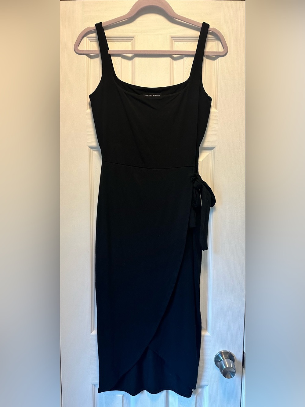See You Monday Black Wrap Dress